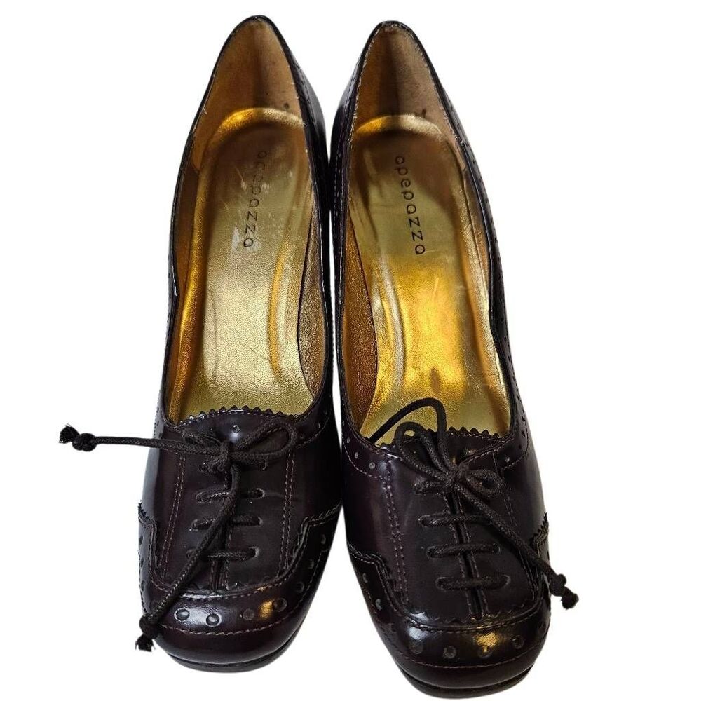 Retro Apepazza dark burgundy patent leather oxford style pumps. Size 8.5